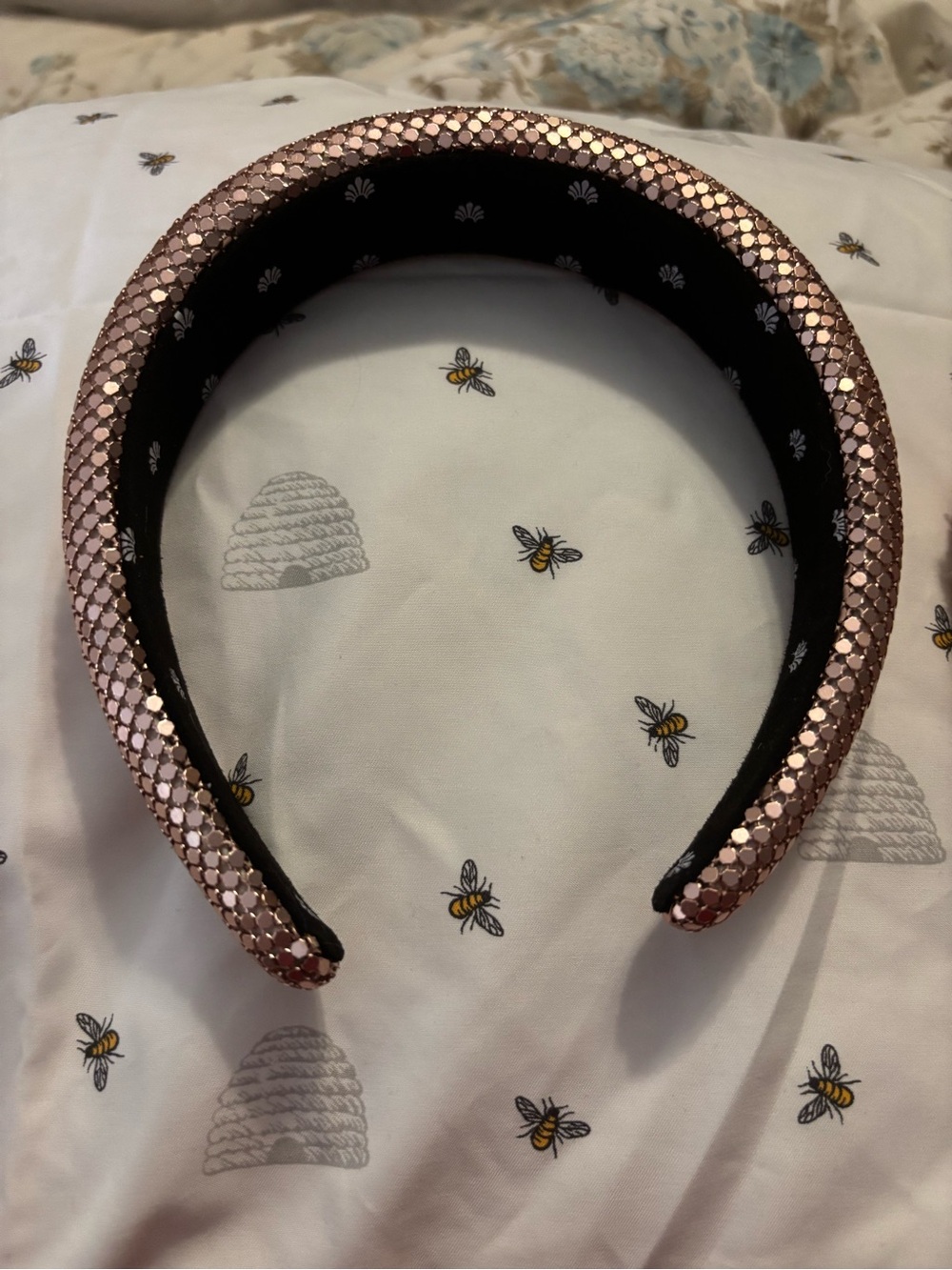 Ooak Lele Sadoughi Rose Gold Mesh Padded Alice Headband - Picture 5 of 6